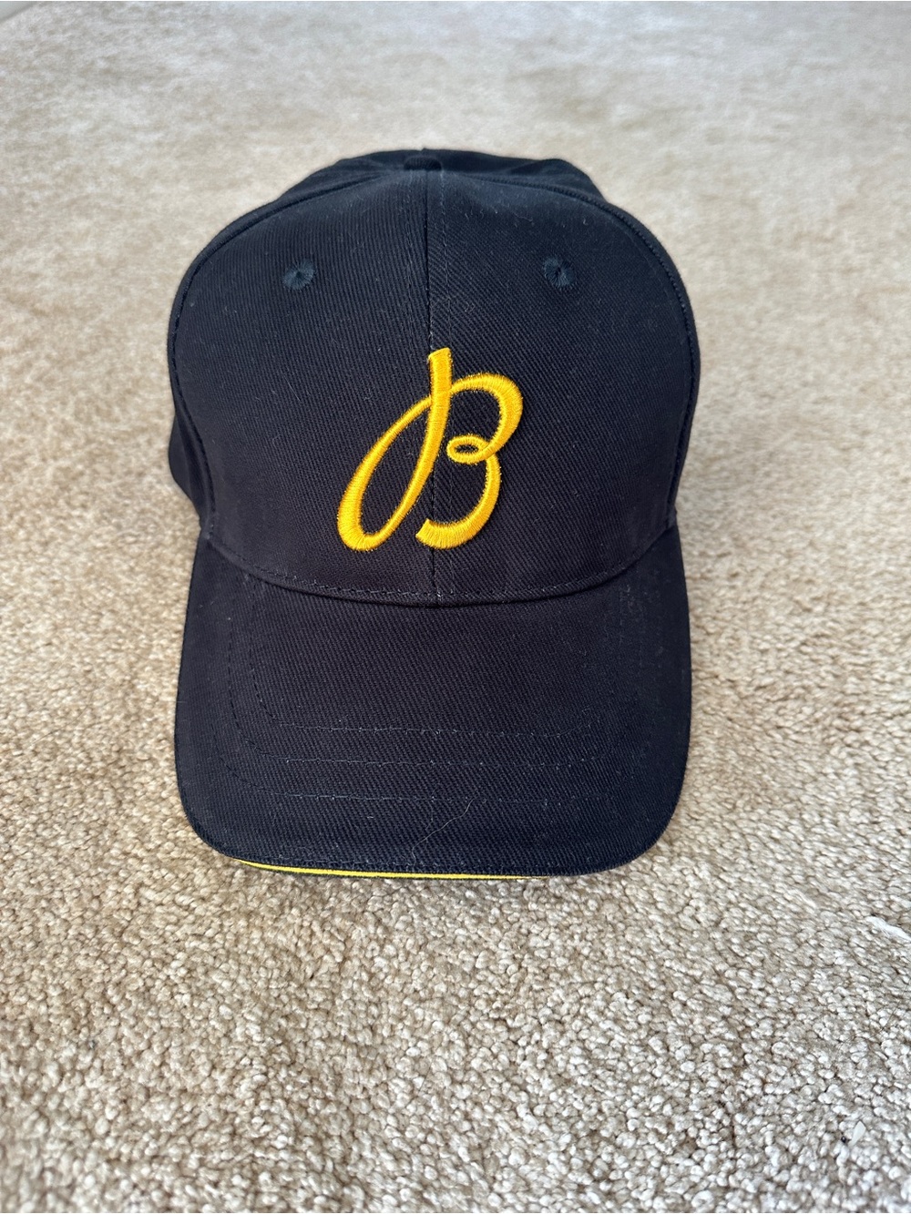 Breitling 1884 Black Yellow Logo 100% Organic Cotton Leather Strapback Hat